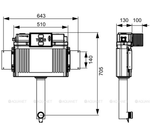 Смывной бачок TECEprofil UNI 2.0 с монтажной пластиной 9041308