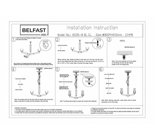 Подвесная люстра Belfast Malone 6035-8 BL CL