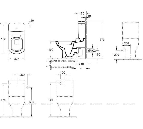Чаша унитаза-компакта Villeroy & Boch Sentique белая 56151001