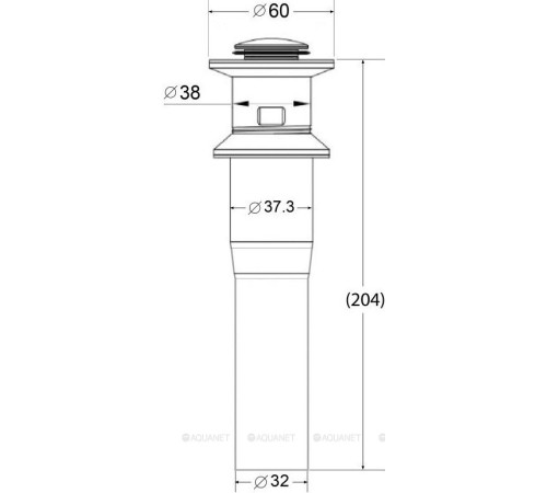 Донный клапан для раковины BelBagno с переливом черный матовый BB-PCU-03-NERO