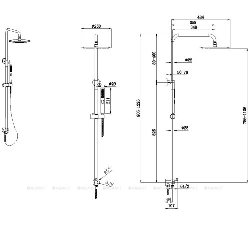 Душевая система Allen Brau Priority без смесителя черный матовый 5.31031-31