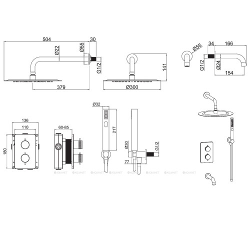 Душевая система Allen Brau Priority V.3 термостат Vernet душ Slim 300 мм излив черный матовый 5.31014-31