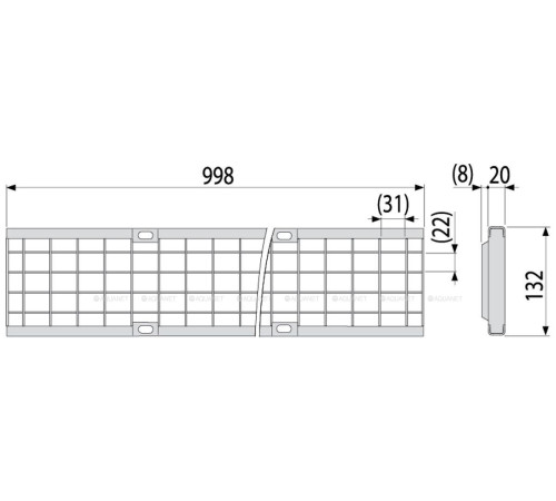 Дренажный канал AlcaPlast AVZ102-R103 100 мм с оцинкованной решеткой B125 AVZ102-R103