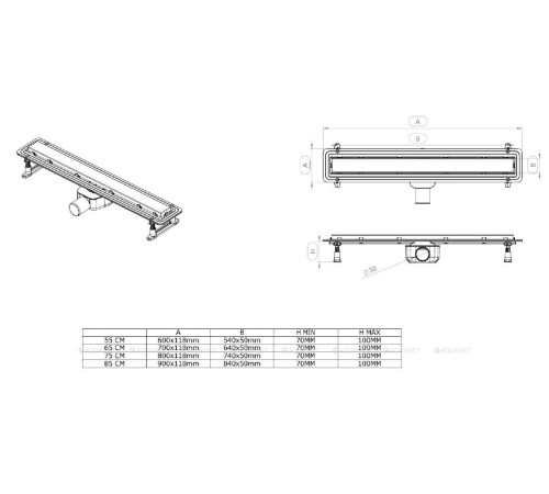 Трап линейный Allen Brau Infinity вставка под плитку/нерж. сталь 750 мм 9.50005.SS