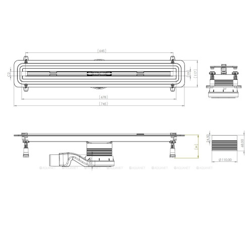 Трап линейный Allen Brau Liberty slim вставка нержавеющая сталь 650 мм 9.50000.SS