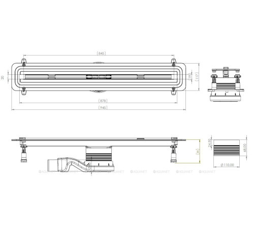 Трап линейный Allen Brau Liberty slim вставка нержавеющая сталь 850 мм 9.50002.SS