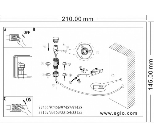 Светильник на штанге Eglo Faedo 3 97458
