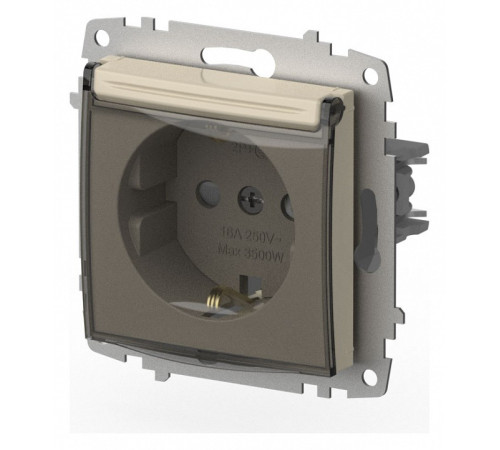 Розетка с заземлением и со шторкой, без рамки с крышкой Elbi Eleсtriс Zena Vega 609-010300-219