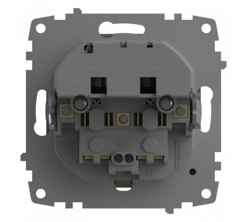 Розетка с заземлением и со шторкой и 2хUSB type A, без рамки Elbi Eleсtriс Zena Vega 609-011000-317