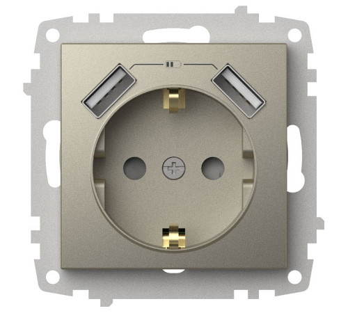 Розетка с заземлением и со шторкой и 2хUSB type A, без рамки Elbi Eleсtriс Zena Vega 609-011400-317