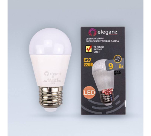 Лампа светодиодная Eleganz E27 9Вт 3000K 1404