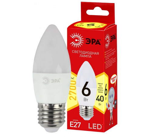 Лампа светодиодная Эра ECO LED B35-6W-827-E27 R