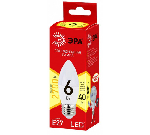 Лампа светодиодная Эра ECO LED B35-6W-827-E27 R