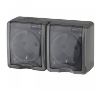 Розетка двойная с заземлением с крышкой Эра Эра Эксперт 11-2403-03