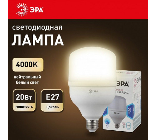 Лампа светодиодная Эра LED POWER T80-20W-4000-E27