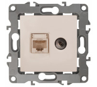 ТВ-розетка и розетка Ethernet RJ-45 без рамки Эра Эра 12 12-3110-02