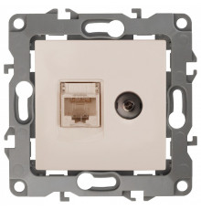 ТВ-розетка и розетка Ethernet RJ-45 без рамки Эра Эра 12 12-3110-02