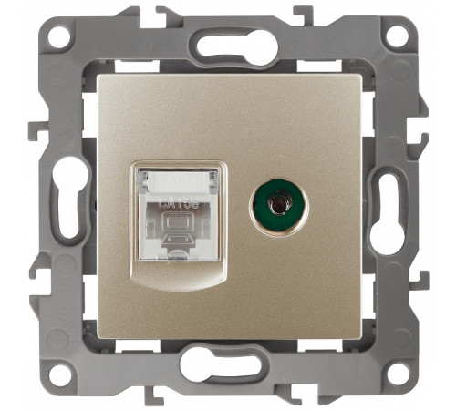 ТВ-розетка и розетка Ethernet RJ-45 без рамки Эра Эра 12 12-3110-04