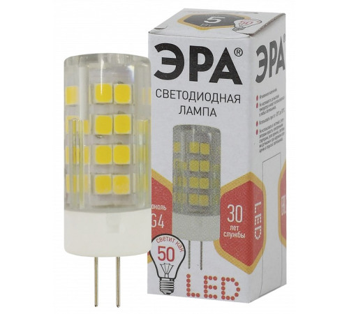 Лампа светодиодная Эра Стандарт LED JC-5W-220V-CER-827-G4