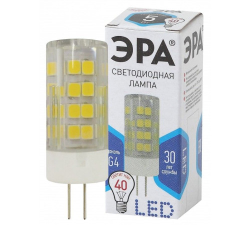 Лампа светодиодная ЭРА Стандарт G4 5 Вт 220 В 4000 К LED-JC-5W-220V-CER-840-G4