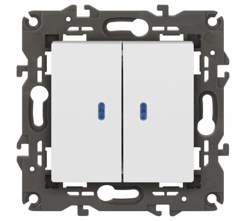 Выключатель двухклавишный с подсветкой без рамки Эра Эра Elegance 14-1105-01