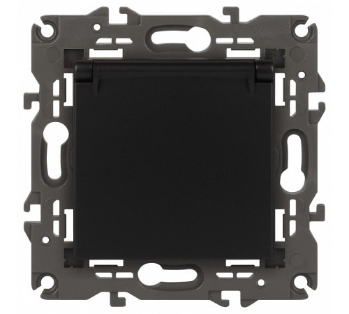 Розетка с заземлением и со шторкой, без рамки с крышкой Эра Эра Elegance 14-2103-05