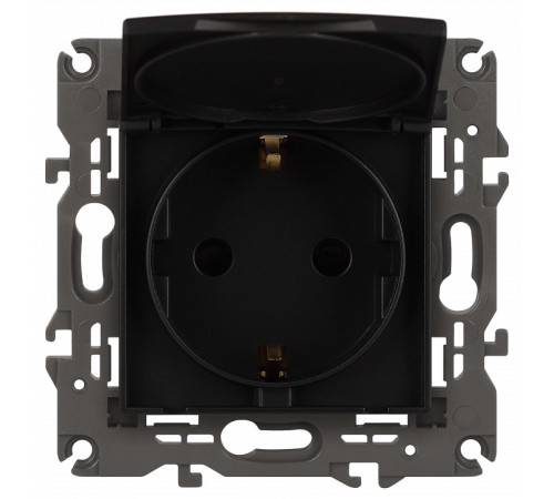 Розетка с заземлением и со шторкой, без рамки с крышкой Эра Эра Elegance 14-2103-05