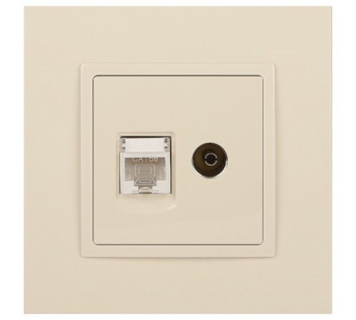 ТВ-розетка и розетка Ethernet RJ-45 без рамки Эра Эра Elegance 14-3110-02