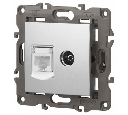 ТВ-розетка и розетка Ethernet RJ-45 без рамки Эра Эра Elegance 14-3110-03