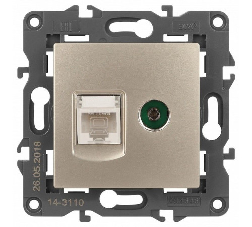 ТВ-розетка и розетка Ethernet RJ-45 без рамки Эра Эра Elegance 14-3110-04