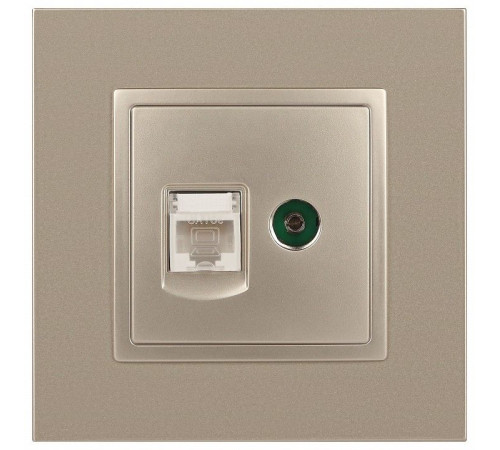 ТВ-розетка и розетка Ethernet RJ-45 без рамки Эра Эра Elegance 14-3110-04