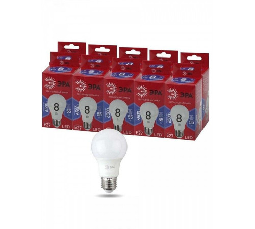 Лампа светодиодная Эра LED A55-8W-865-E27 R