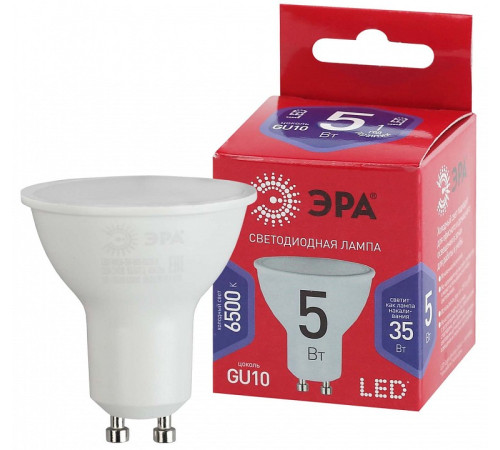 Лампа светодиодная Эра GU10 5Вт 6500K LED MR16-5W-865-GU10 R