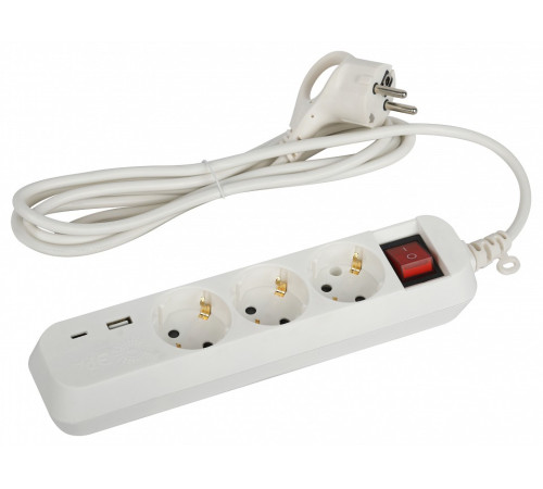 Удлинитель с выключателем Эра UB-3es-1,5m-USB