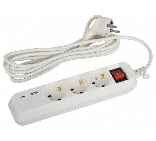 Удлинитель с выключателем Эра UB-3es-3m-USB