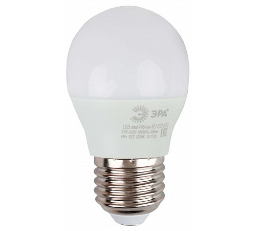 Лампа светодиодная Эра E27 8Вт 2700K LED P45-8W-827-E27 R