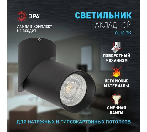 Накладной светильник Эра OL18 BK Б0054385
