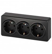 Розетка тройная с заземлением и со шторками Эра Эра Эксперт 11-2208-05