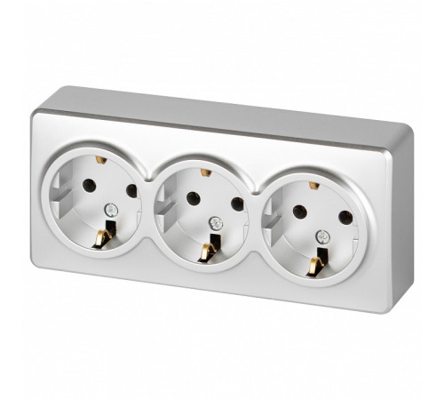 Розетка тройная с заземлением и со шторками Эра Эра Эксперт 11-2208-03