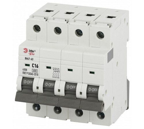 Автоматический выключатель 4P Эра ВА47-63 VA63-4P16C6