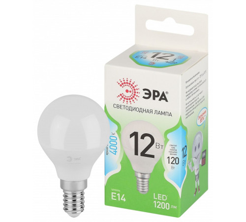 Лампа светодиодная ЭРА Green Line P45 12 Вт 4000 K E14 LED P45-12W-840-E14 GL