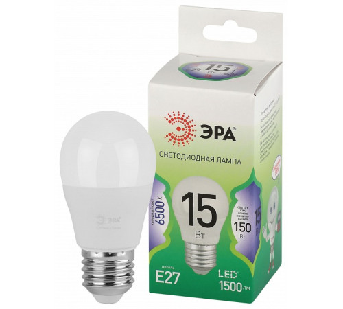 Лампа светодиодная ЭРА Green Line Шар P45 15 Вт E27 6500 К LED P45-15W-865-E27 GL