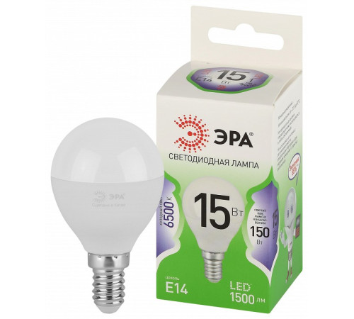 Лампа светодиодная ЭРА Green Line Шар P45 15 Вт E14 6500 К LED P45-15W-865-E14 GL