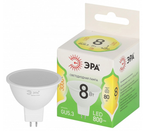 Лампа светодиодная Эра Green Line LED MR16-8W-830-GU5.3 GL