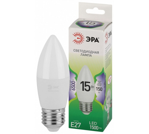 Лампа светодиодная Эра Green Line E27 15Вт 6500K LED B35-15W-865-E27 GL