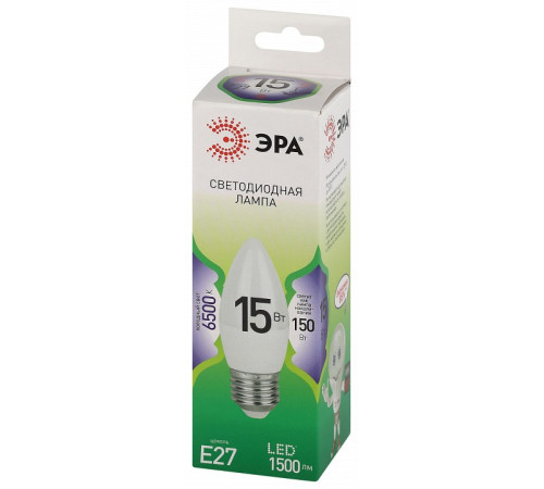 Лампа светодиодная Эра Green Line E27 15Вт 6500K LED B35-15W-865-E27 GL