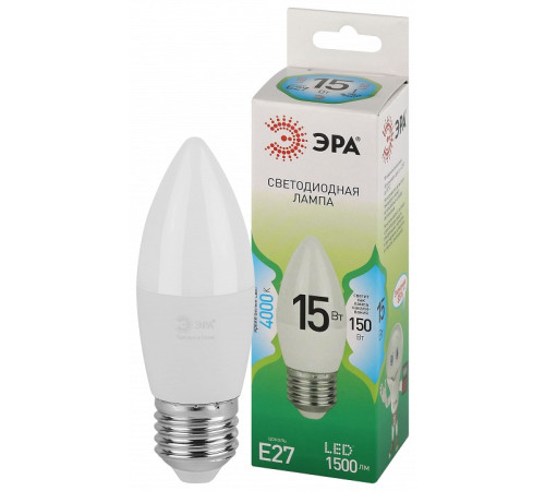 Лампа светодиодная Эра Green Line E27 15Вт 4000K LED B35-15W-840-E27 GL