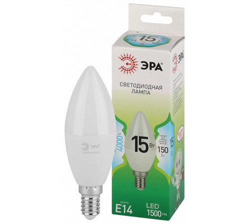 Лампа светодиодная Эра Green Line E14 15Вт 4000K LED B35-15W-840-E14 GL
