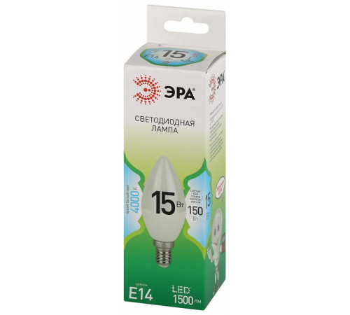Лампа светодиодная Эра Green Line E14 15Вт 4000K LED B35-15W-840-E14 GL