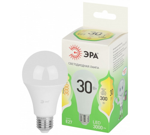 Лампа светодиодная ЭРА Green Line Груша A65 30 Вт E27 3000 К LED A65-30W-830-E27 GL